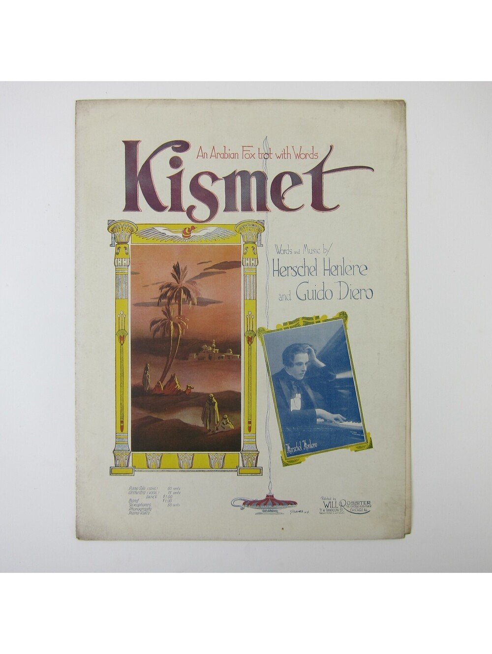 Sheet Music Kismet Arabian Fox Trot Herschel Henlere Guido Diero Antique 1920